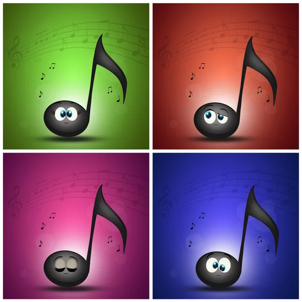 Various Musical Notes Funny Faces — Stock Photo, Image