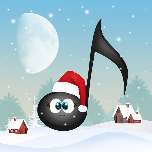 Christmas Musical Note Winter Landscape — Stock Photo, Image