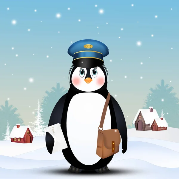 Ilustração Carteiro Pinguim — Fotografia de Stock