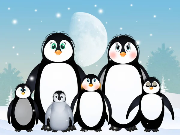Ілюстрація Пінгвінів Взимку — стокове фото
