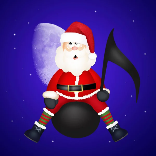Ilustrace Santa Claus Hudební Nota — Stock fotografie