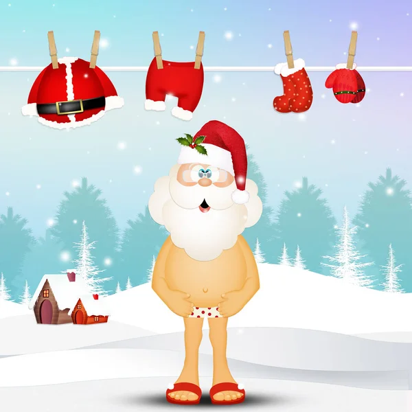 Иллюстрация Деда Мороза Нижнем Белье — стоковое фото