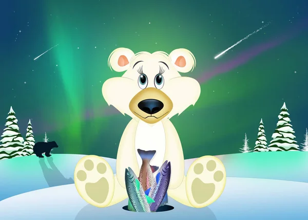 Смешная Иллюстрация Белого Медведя Арктике — стоковое фото