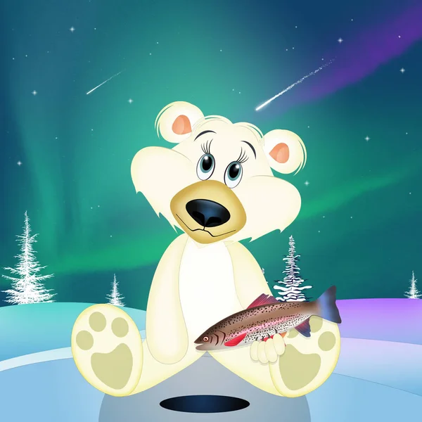 Иллюстрация Белого Медведя Арктике — стоковое фото