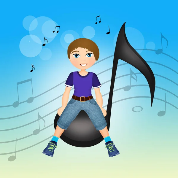 Ilustración Del Niño Nota Musical —  Fotos de Stock