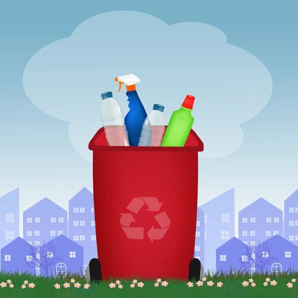 Illustration Plastic Recycling Bin — Stock Photo, Image