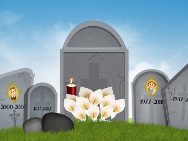 mezar mezarlık çizimi