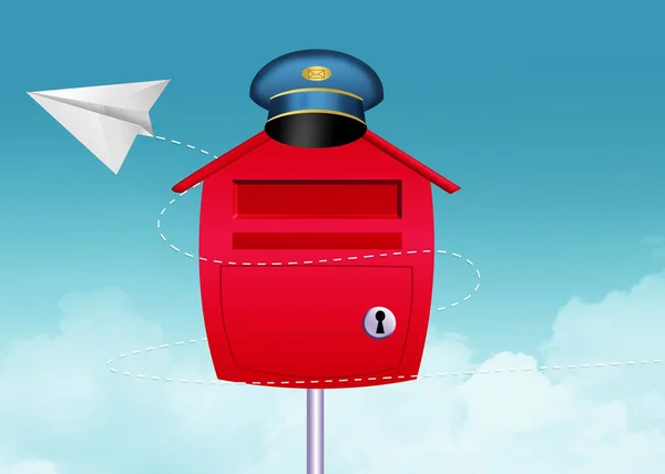 郵便配達員の帽子を持つメールボックス — ストック写真