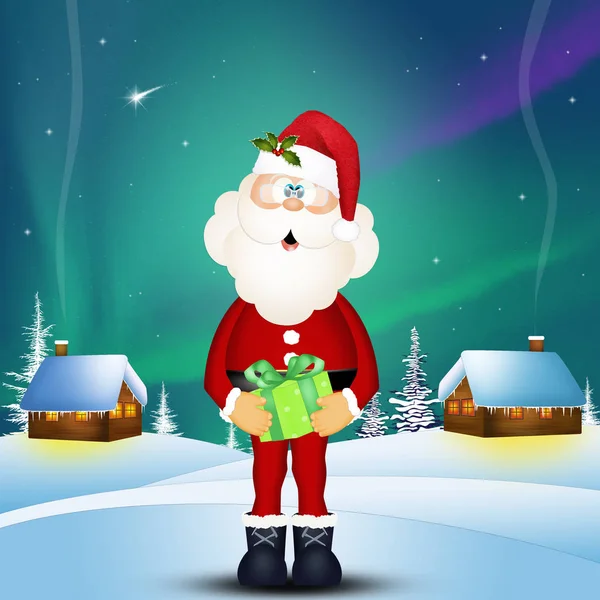 Illustration Des Weihnachtsmannes Mit Weihnachtsgeschenken — Stockfoto