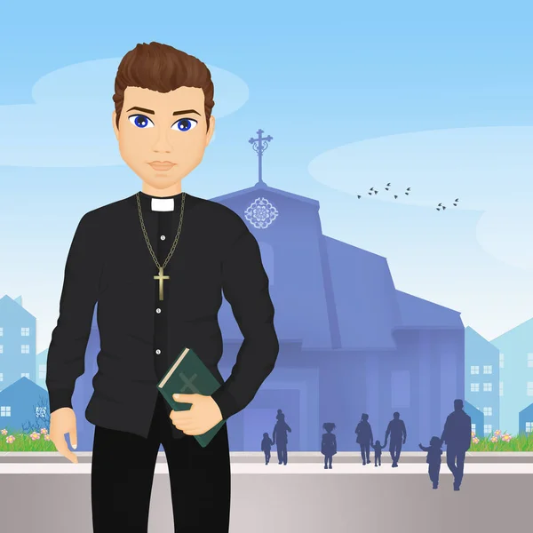 Illustration Prästen Kyrkan — Stockfoto