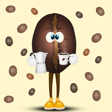 kahve çekirdeği ile kahve demliği çizimi