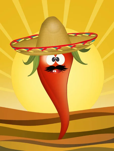 Illustration Mexican Red Pepper — Stock Photo, Image