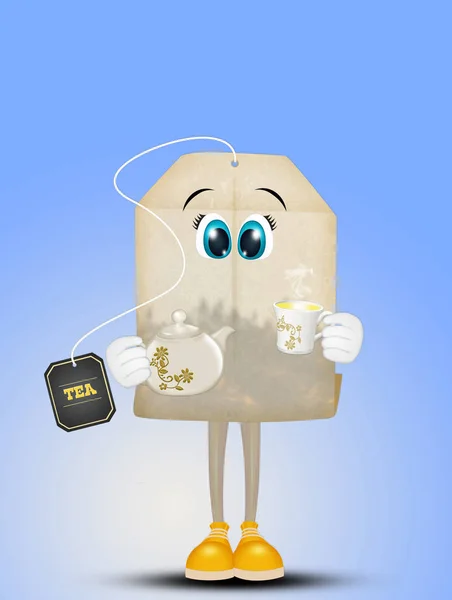 illustration of funny tea bag cartoon