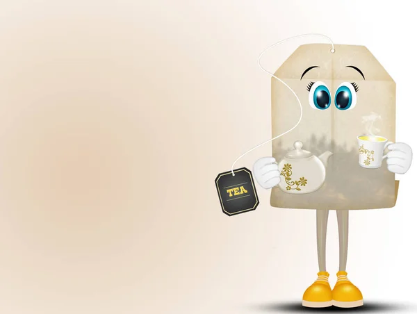 illustration of tea bag cartoon