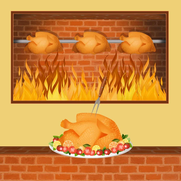 Illustration Roast Chicken — Stock Photo, Image