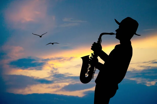 Illustratie Van Saxofonist Man — Stockfoto