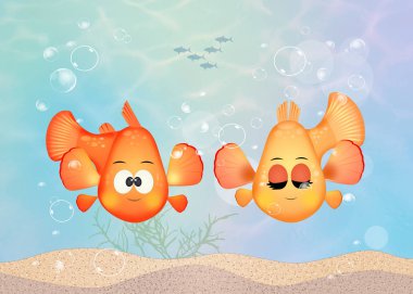 küçük balıklar çifti çizimi