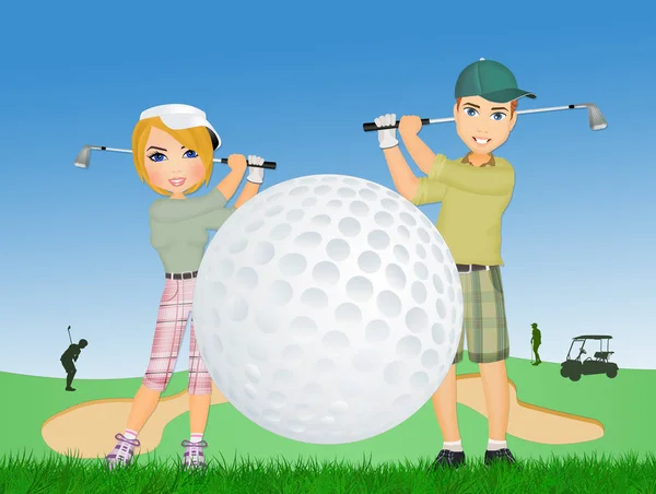 Mann Und Frau Spielen Golf — Stockfoto