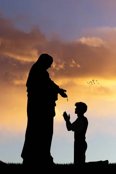 Hombre Ora Virgen — Foto de Stock