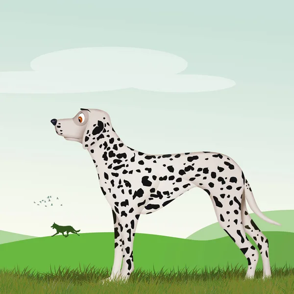 Illustrazione Cane Dalmata Nel Prato — Foto Stock