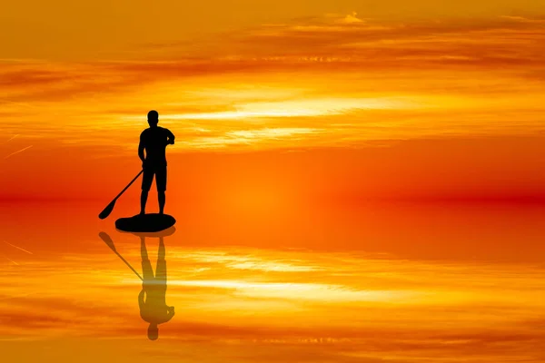 Man Paddle Sunset — Stock Photo, Image