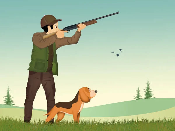 Man Hunting Dog — Stock Photo, Image