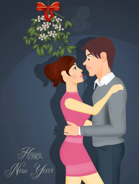 Couple Kissing Mistletoe — Stock Photo, Image