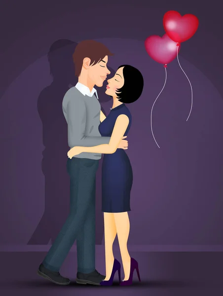 Casal Beijando Para Dia Dos Namorados — Fotografia de Stock
