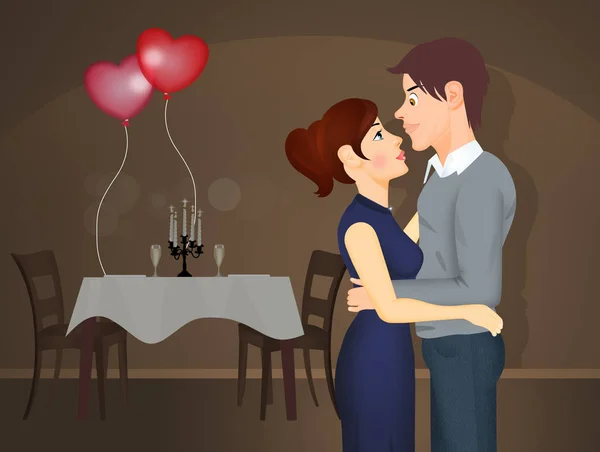 Ilustración Cena Romántica Para Dos — Foto de Stock