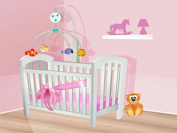婴儿卧室的例证 — 图库照片