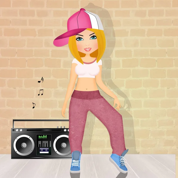 Illustrazione Ragazza Che Balla Hip Hop — Foto Stock