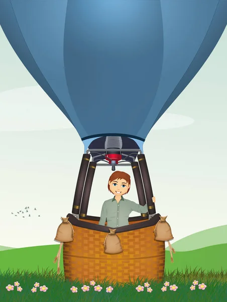在热气球上的人的例证 — 图库照片