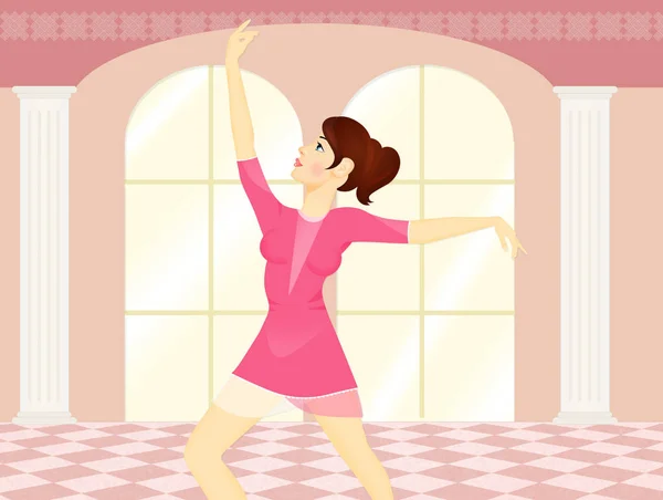バレエ部屋で踊っている女の子 — ストック写真