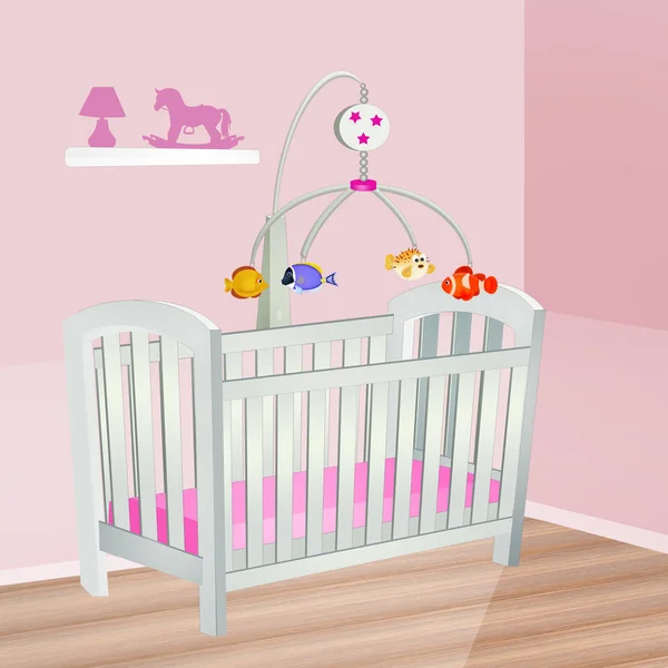 Illustration Baby Pink Værelse - Stock-foto