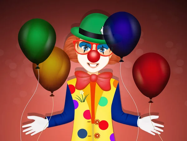 Illustration Clown Avec Des Ballons Colorés — Photo