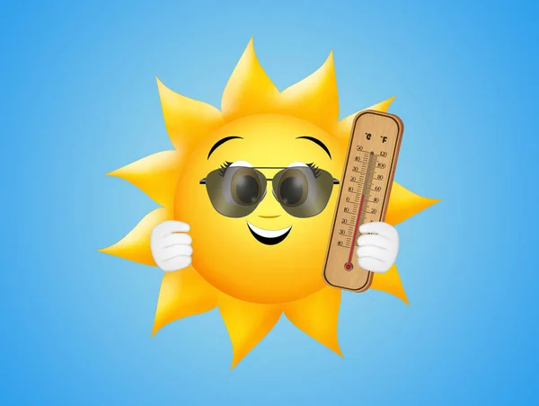 Abbildung Der Sonne Mit Thermometer — Stockfoto