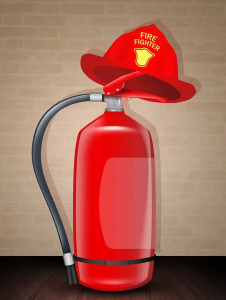Φωτιά Πυροσβεστήρας Και Κράνος Πυροσβέστη — Φωτογραφία Αρχείου