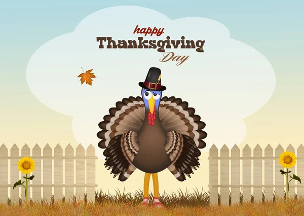 Thanksgiving Postcard Turkey Autumn — Stock Photo, Image