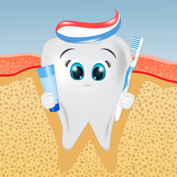Illustration Funny Tooth Anatomy — Stock Photo, Image