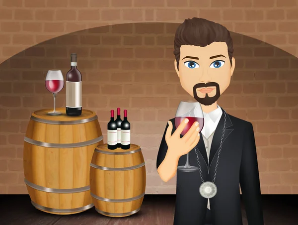 Illustration Wine Tasting Cellar — Stock Photo, Image