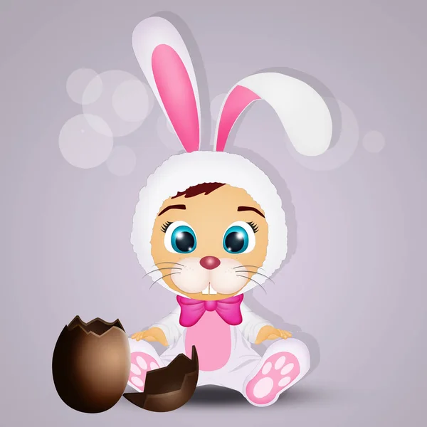 Child Rabbit Costume Easter — Stock Photo, Image