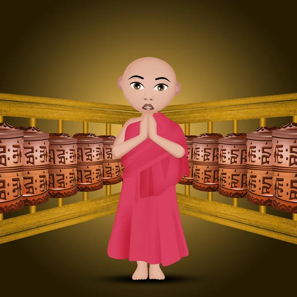 Иллюстрация Буддийских Молитвенных Колес — стоковое фото