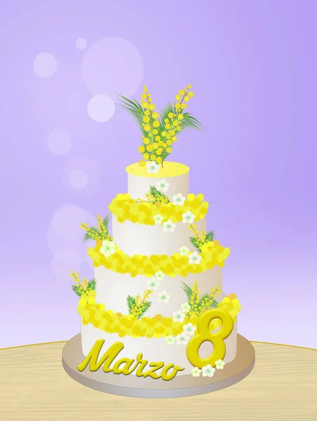 Mimosa Cake Women Day — Stock Photo, Image