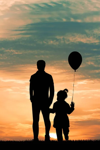 Man Little Boy Sunset — Stock Photo, Image