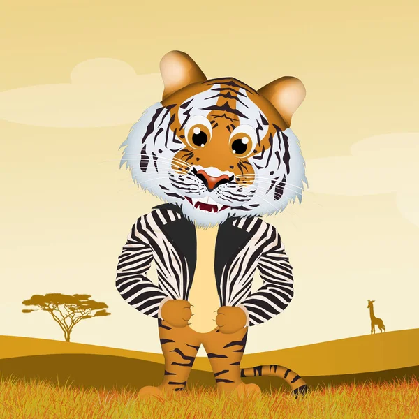 Illustrazione Della Tigre Con Giacca Righe Pelle — Foto Stock