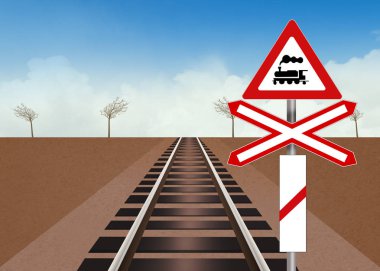 level crossing on the rails clipart