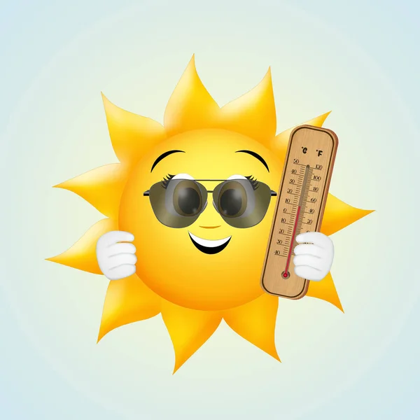 Abbildung Der Sonne Mit Thermometer — Stockfoto