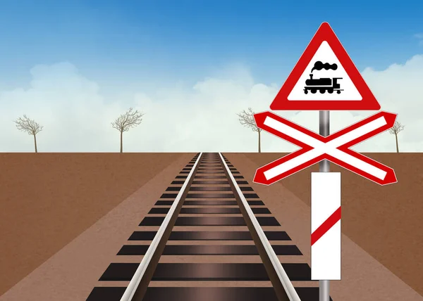 Level Crossing Rails — Stock Photo, Image