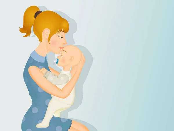 Illustration Von Mama Mit Baby — Stockfoto