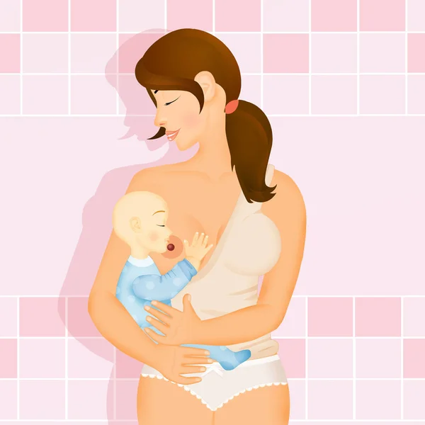 Illustration Mother Breastfeeding — Stock Photo, Image